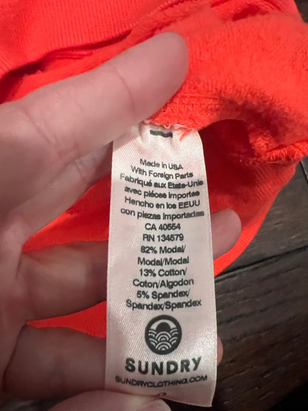 Sundry Neon Orange Crewneck Sweatshirt - Picture 4 of 4
